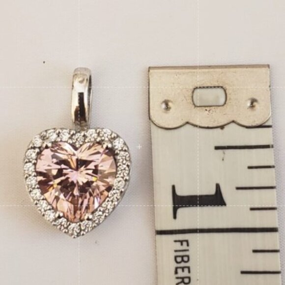 Stauer Halo Heart Shaped Pink Diamond Aura & 925 Sterling Silver Pendant, 1 inch - Picture 6 of 6